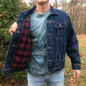 Flannel Lined Wrangler Blue Jean Jacket 